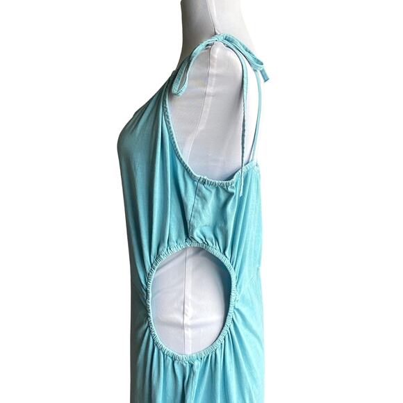 ASOS Designs Wide Leg Side Cutout Shoulder Tie Jersey Jumpsuit Size 16 Tall Boho - Picture 4 of 10